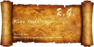 Riez Györgyi névjegykártya